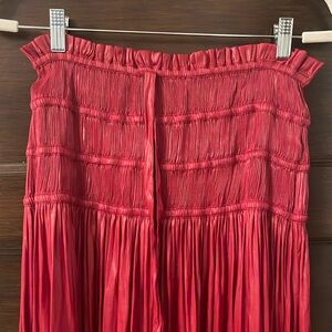 Red Pleated Maxi Skirt